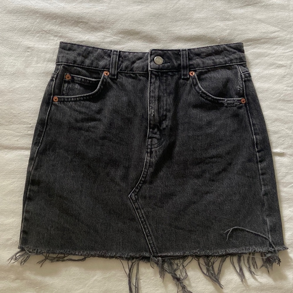 Black denim skirt